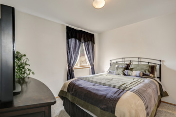 Simple style Man's bedroom interior in gray tones