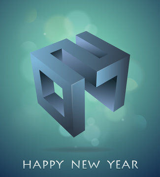 Greeting card for year 2017 with 3D emblem
