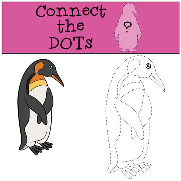 Educational game: Connect the dots. Little cute penguin smiles.