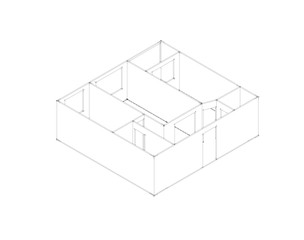 Empty room plan.Isometric view.Sketch illustration.