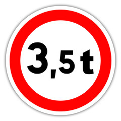 Panneau routier en France : accès interdit pour limitation de poids de 3.5t