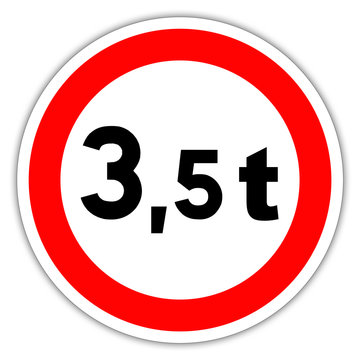 Panneau routier en France : acc&egrave;s interdit pour limitation de poids de 3.5t
