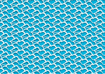 Seamless texture of cartoon clouds. Illustration for design. Vector illustration for invitation cards. It can be used as Wedding Invitations Cards