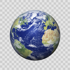 Realistic Earth with shadow on isolated background vector eps10. Elements of this vector furnished by NASA