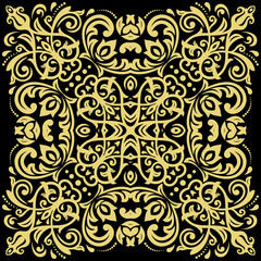 Oriental vector golden pattern with arabesques and floral elements. Traditional classic ornament