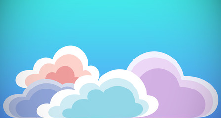 Colorful clouds in the blue sky. Vector illustration for invitation cards. It can be used as Wedding Invitations Cards