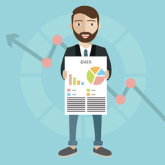 Businessman present growing business vector illustration