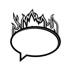 fire flames burning and speech bubble icon over white background. vector illustration