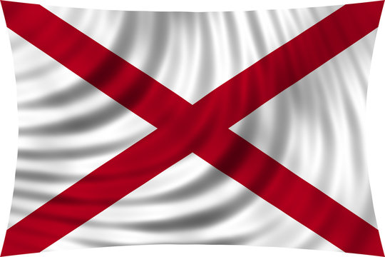 Flag of the US state of Alabama waving isolated on white