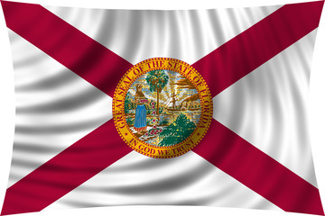 Flag of the US state of Florida waving isolated on white