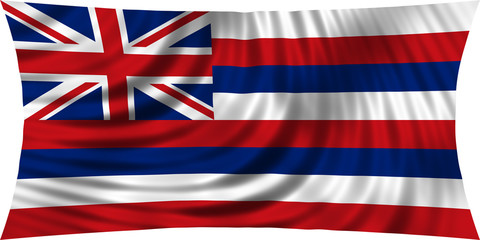 Flag of the US state of Hawaii waving isolated on white