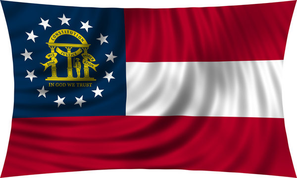 Flag of the US state of Georgia state waving isolated on white