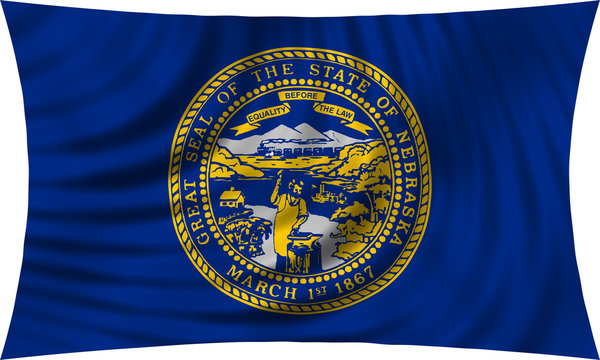 Flag of the US state of Nebraska waving isolated on white