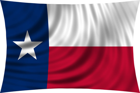 Flag of the US state of Texas waving isolated on white