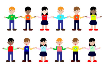 Children Group Mix Race Standing