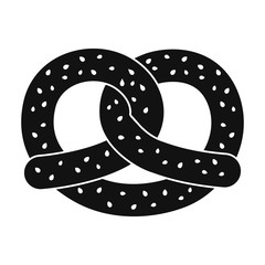 Pretzel icon in black style isolated on white background. Oktoberfest symbol stock vector illustration. - 124619237