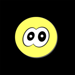 Modern yellow laughing happy smile. Happy emoticon. Isolated on black background