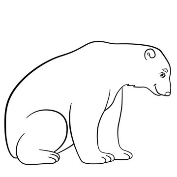 Coloring pages. Cute polar bear smiles.