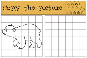 Educational game: Copy the picture. Little cute baby polar bear.