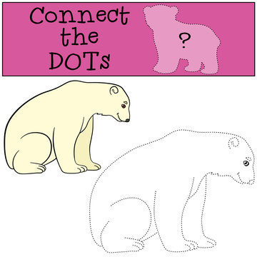 Educational game: Connect the dots. Cite polar bear smiles.