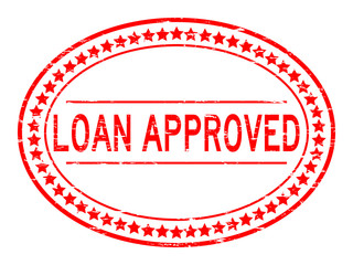 Grunge red loan approve oval rubber stamp