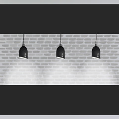 lack lamp.Lights on the background of gray wall loft style. © Valeriia