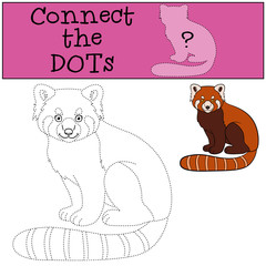 Educational game: Connect the dots. Little cute red panda smiles
