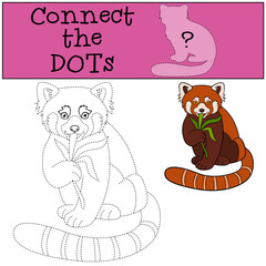 Obraz premium Educational game: Connect the dots. Little cute red panda.