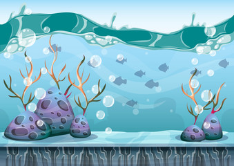 cartoon vector underwater background with separated layers for game art and animation game design asset in 2d graphic