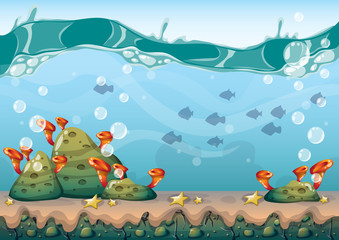 cartoon vector underwater background with separated layers for game art and animation game design asset in 2d graphic