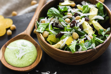 Fresh detox salad with avocado and chick peas