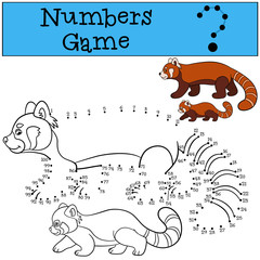 Educational game: Numbers game. Mother red panda with baby.