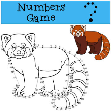 Educational game: Numbers game with contour. Little cute red pan