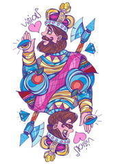 King of hearts. Playing card suit in style pastel goth.