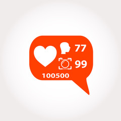 Like Counter Notification Icon, modern flat button, comment icons