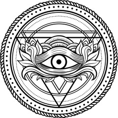 Blackwork tattoo Eye of Providence.