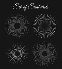 Set of vintage hand drawn sunbursts. Sunburst Shine, Sunburst Design. Collection of sunburst