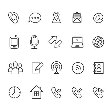 Communication line vector icons for business card