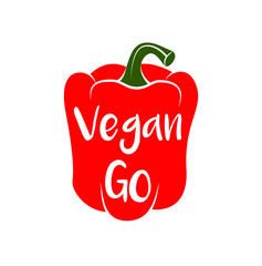 Go vegan vegetarian organic gourmet freshness cooking pepper. Vector illustration.