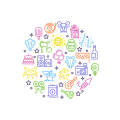 Event, party, entertainment, happy christmas outline vector icons in circle design