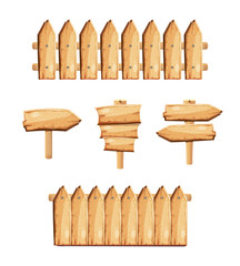 Wood garden fences and wooden signs stock vector