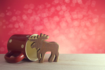 deer and cup xmas red bokeh
