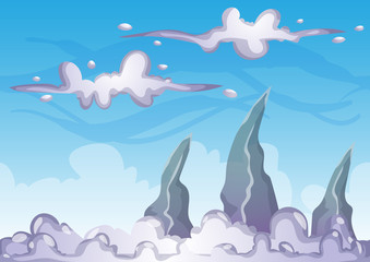 cartoon vector sky background with separated layers for game art and animation game design asset in 2d graphic