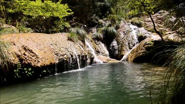 Polilimnio waterfalls at Messinia Peloponnese Greece