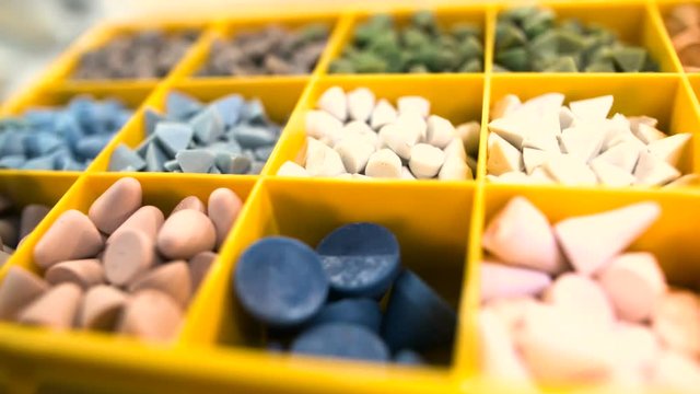 Various abrasive grinding stones at industry