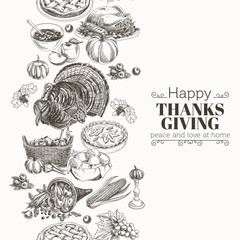 Vector hand drawn thanksgiving Illustration. 
