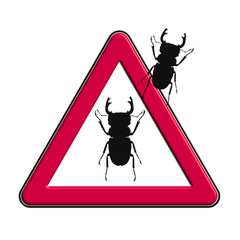 Segnale di pericolo o attenzione rosso scarafaggi