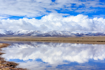 Clouds over Nam lake in Tibet