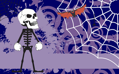skeleton cartoon halloween background in vector format