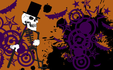 skeleton cartoon halloween background in vector format